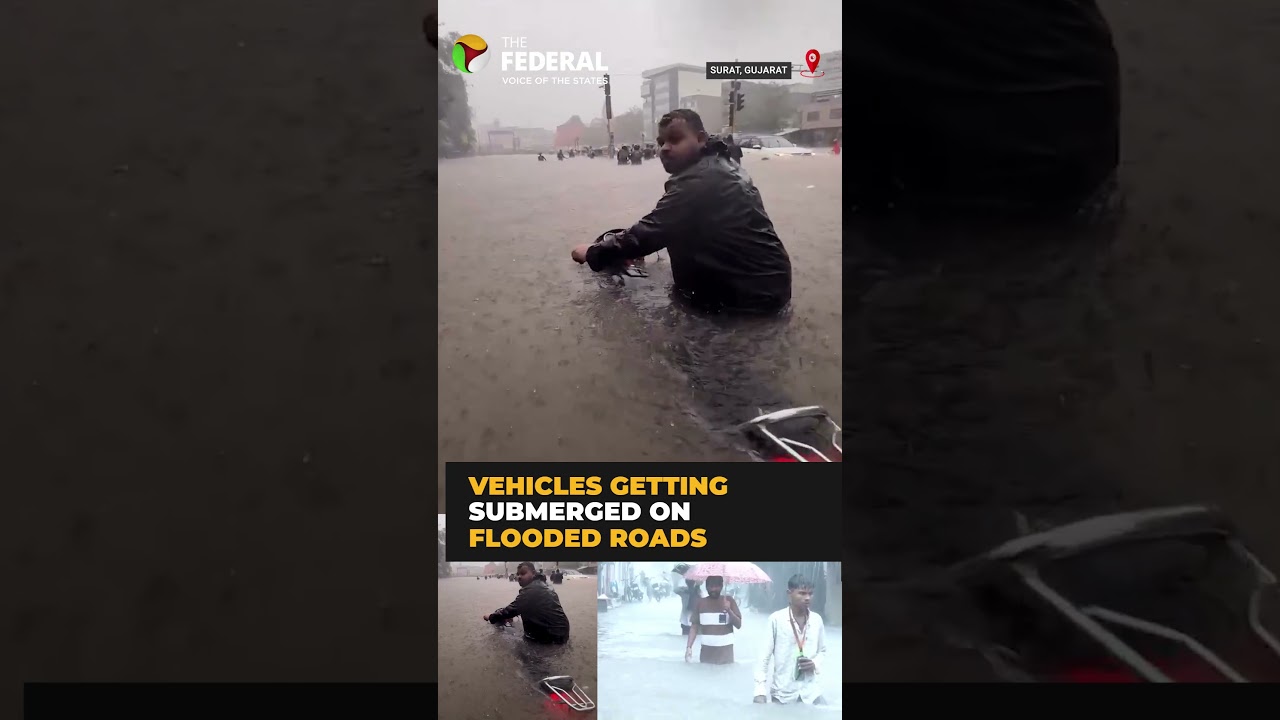 Heavy rain leaves parts of Surat waterlogged, disrupts daily life | #shorts