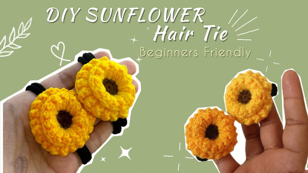 Crochet Sunflower Hair Tie | Easy Step by Step Crochet Sunflower Hair Tie Tutorial 2026 for beginner