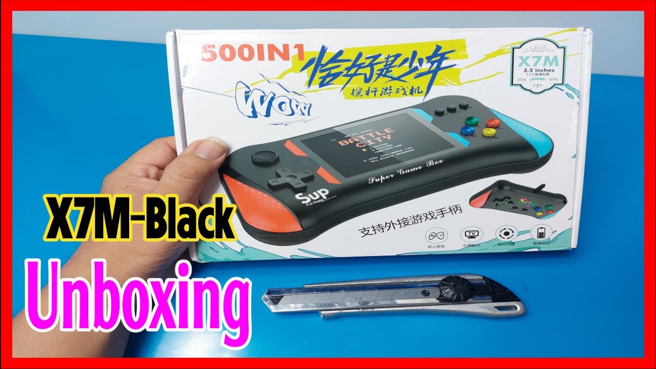 Unboxing the X7M Black game console.