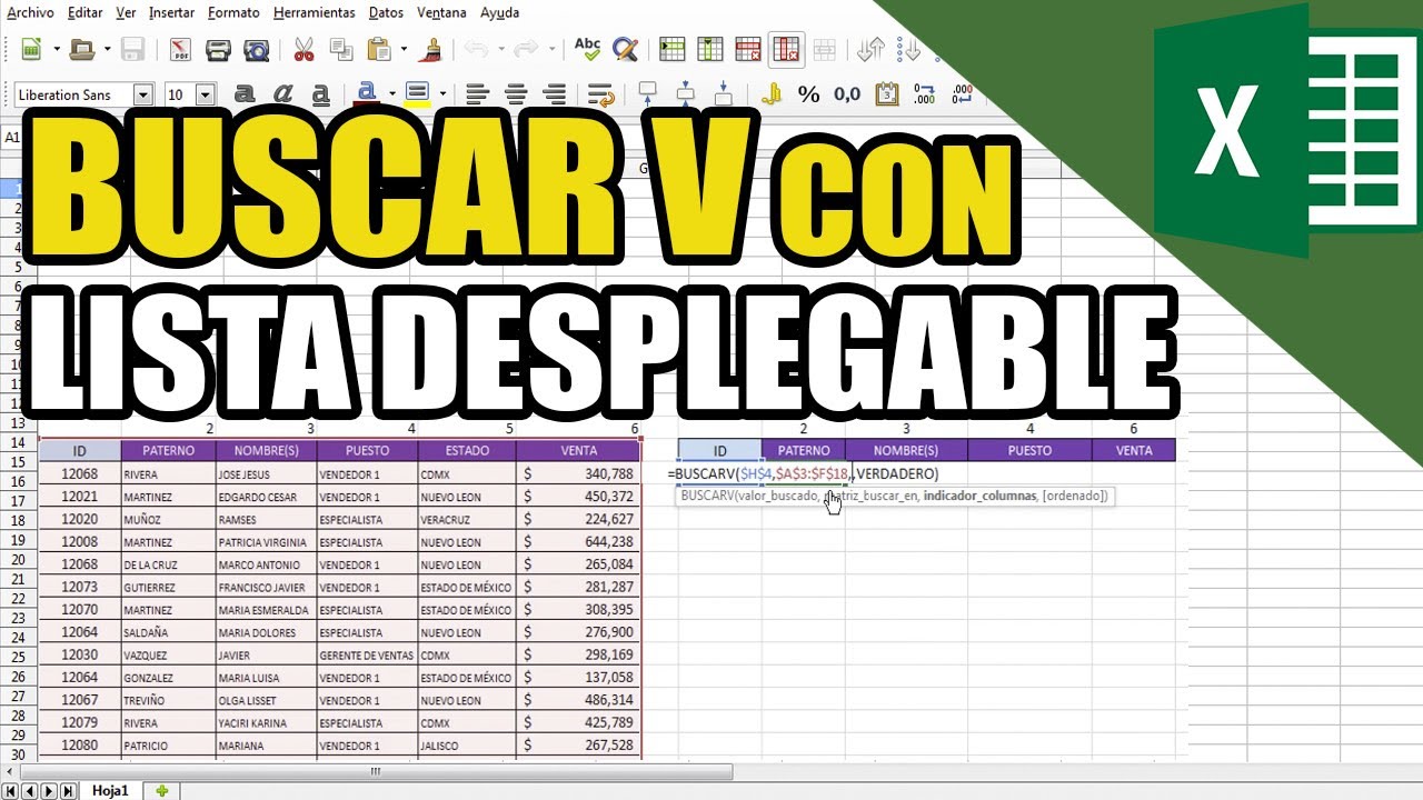 Buscar V con Listas Desplegables - Menú de búsqueda de información en una base de datos en Excel
