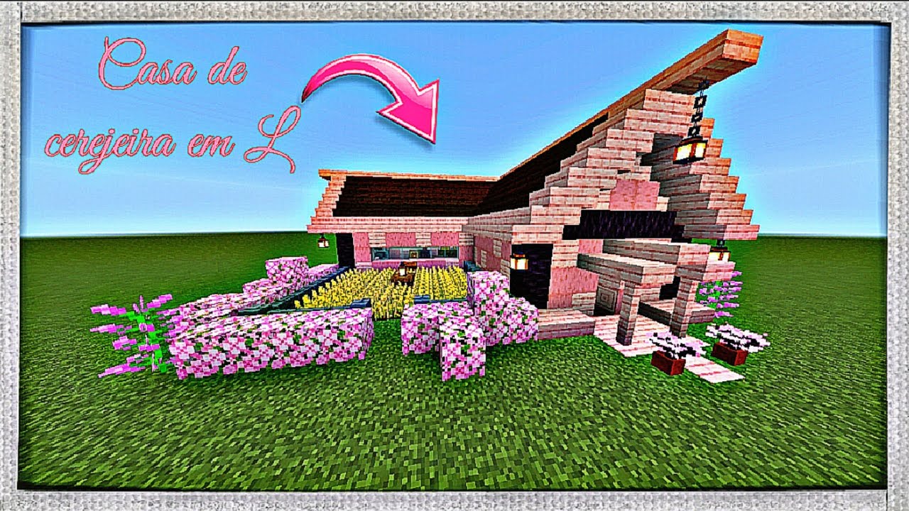 Casa em L de cerejeira completa | Tutorial Minecraft