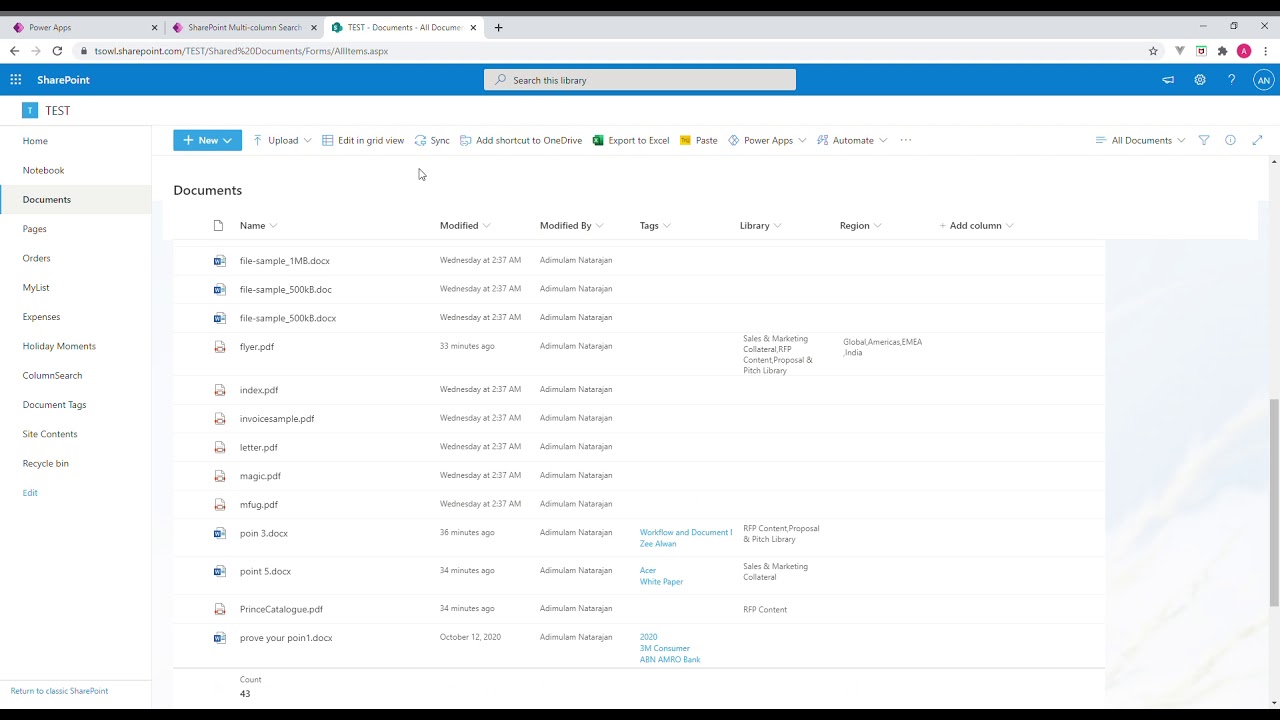 PowerApp to Search Multi-select Choice column in SharePoint Document Library or List