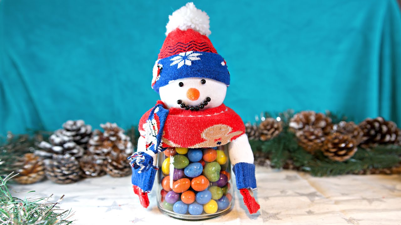 🎁  SURPRISE SNOWMAN ❤  Making Snowman Christmas Gift from Glass Jar ⛄