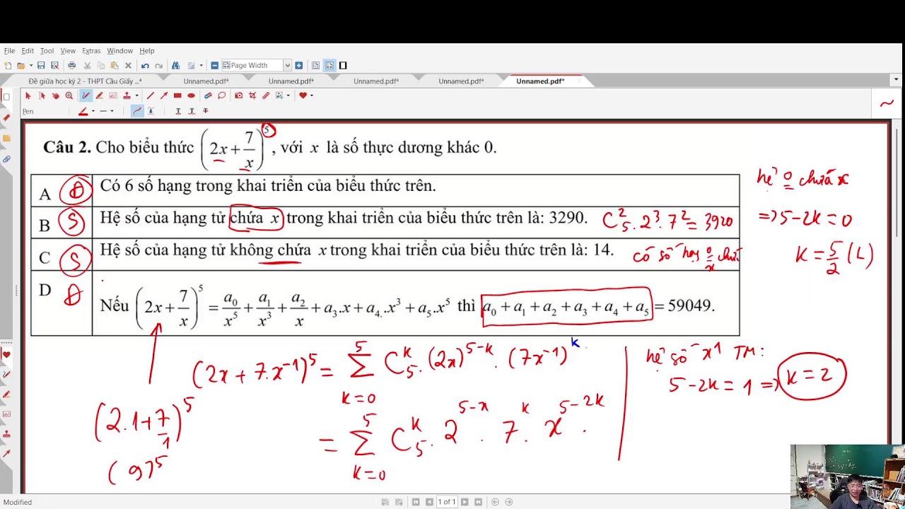 TOÁN 10 - ĐỀ GIỮA KÌ 2 TRƯỜNG CẦU GIẤY