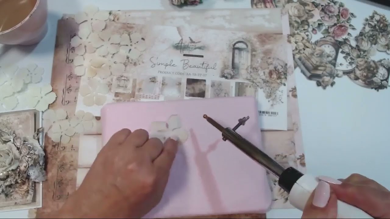 LIVE Róże z tkaniny - wykrojnik Fiori Nela oraz kartka