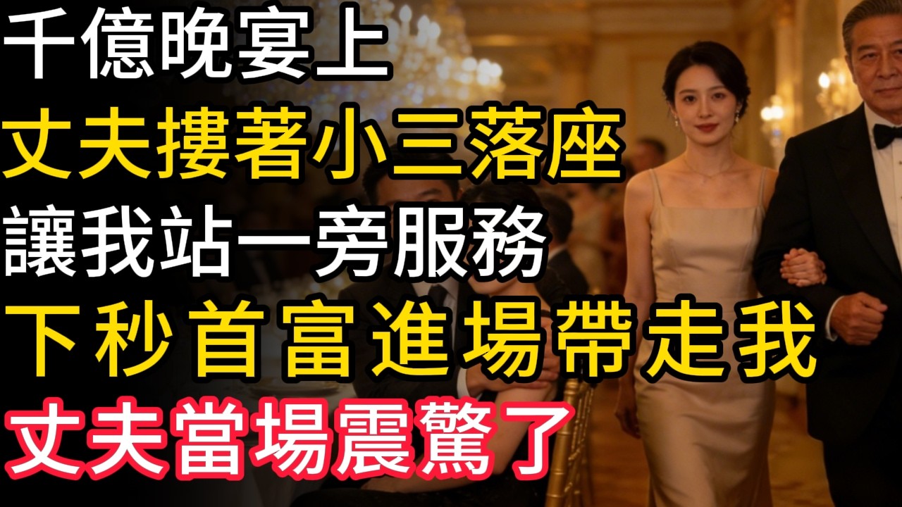 千億晚宴上，丈夫摟著小三落座，讓我站一旁服務，下秒首富進場帶走我，丈夫當場震驚了！#老人社 #小說  #小說推文 #生活經驗 #情感故事 #退休生活 #子女孝順 #老人頻道  #自主養老 #深夜淺讀
