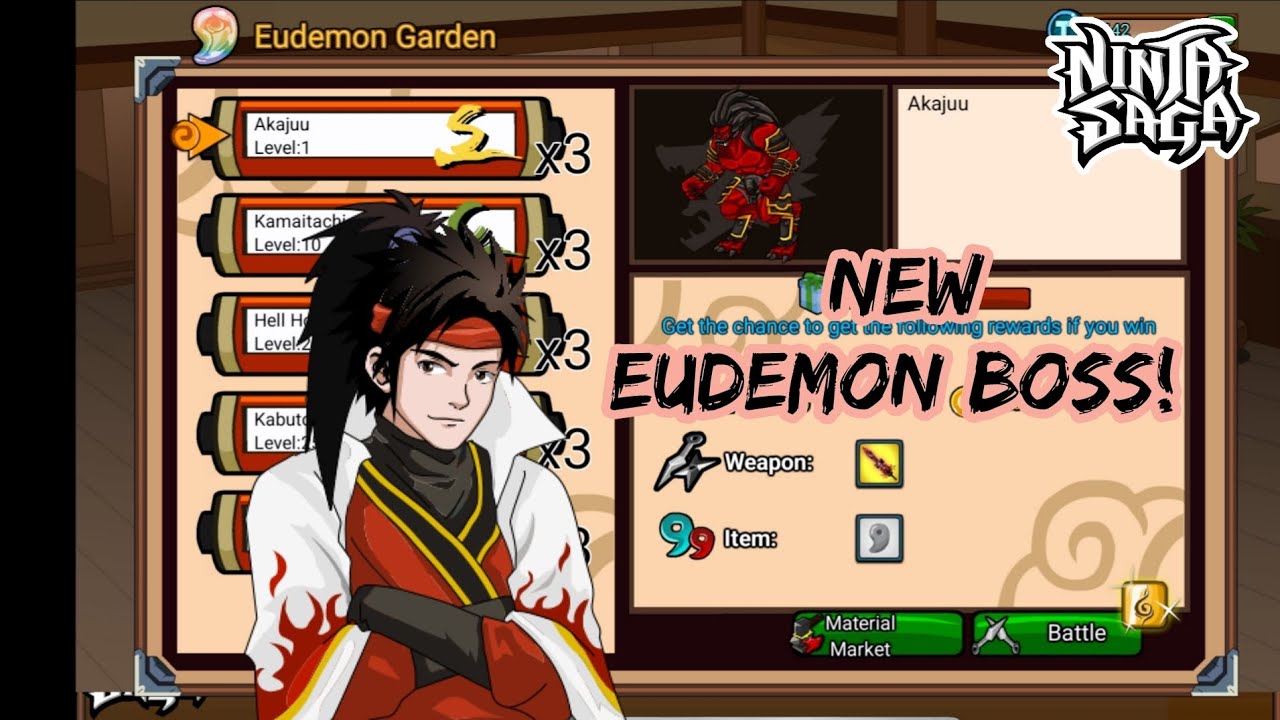 Ninja Saga - Battle against Akajuu w/ ICHIBI pet! || New Eudemon Rank S Boss 🔥