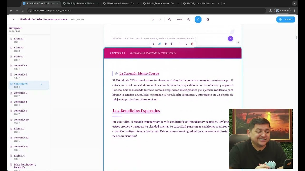 2.4 Generador AI &ndash; Edici&oacute;n del Ebook, Historial, Bonos y Exportaci&oacute;n a PDF