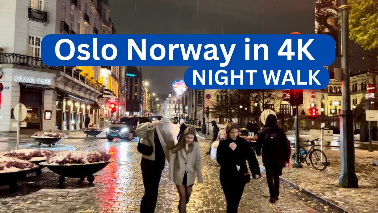 Oslo, Norway 🇳🇴 - Autumn Night Walk - 4K/60fps HDR - Walking Tour
