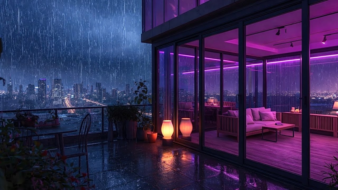 Rainy Rooftop Night — Cozy Lofi Beats for Study, Relax & Deep Focus 🌧️