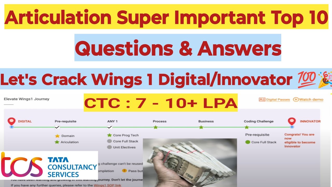 Articulation Super Top 10 вопросов MCQ для ноябрьского цикла Tcs Wings 1 Digital/Innovator#tcs #j...