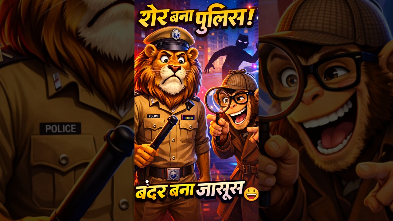 शेर बना पुलिस – बंदर बना जासूस 😄 | Funny Comedy Story