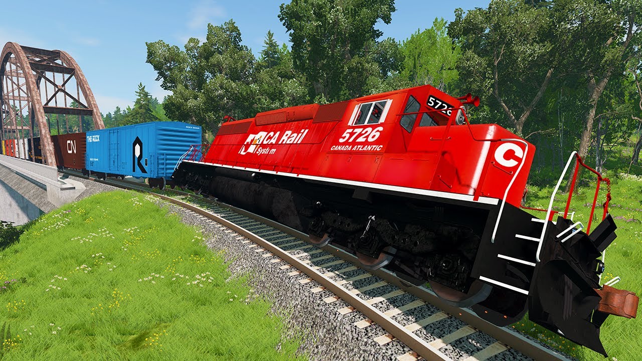 High Speed Long Train Accidents at Curved Railway #5 - BeamNG Drive Crashes - Dancing Cars