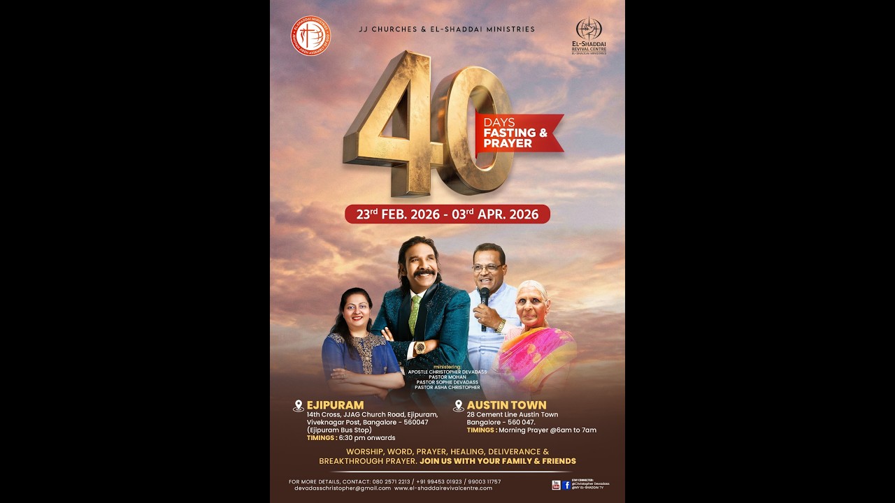 40 Days Fasting Prayer - Evening Service  ( Day -1 ) | 23 February 2026 | Rev. Mohan Kumar