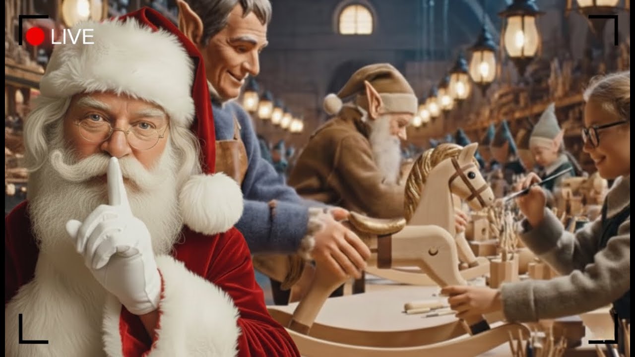 🎅🏼 🎄 Santa’s Christmas Workshop Window Projection 2025 | Elves Making Toys (2 Hour Loop) 🎄