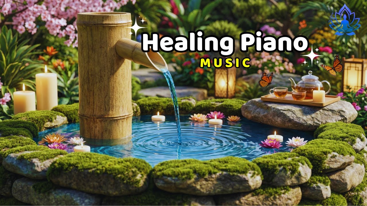 Bamboo Water Flow & Soft Piano Music 🌿 Soothing Relaxation Music for Calm and Peace