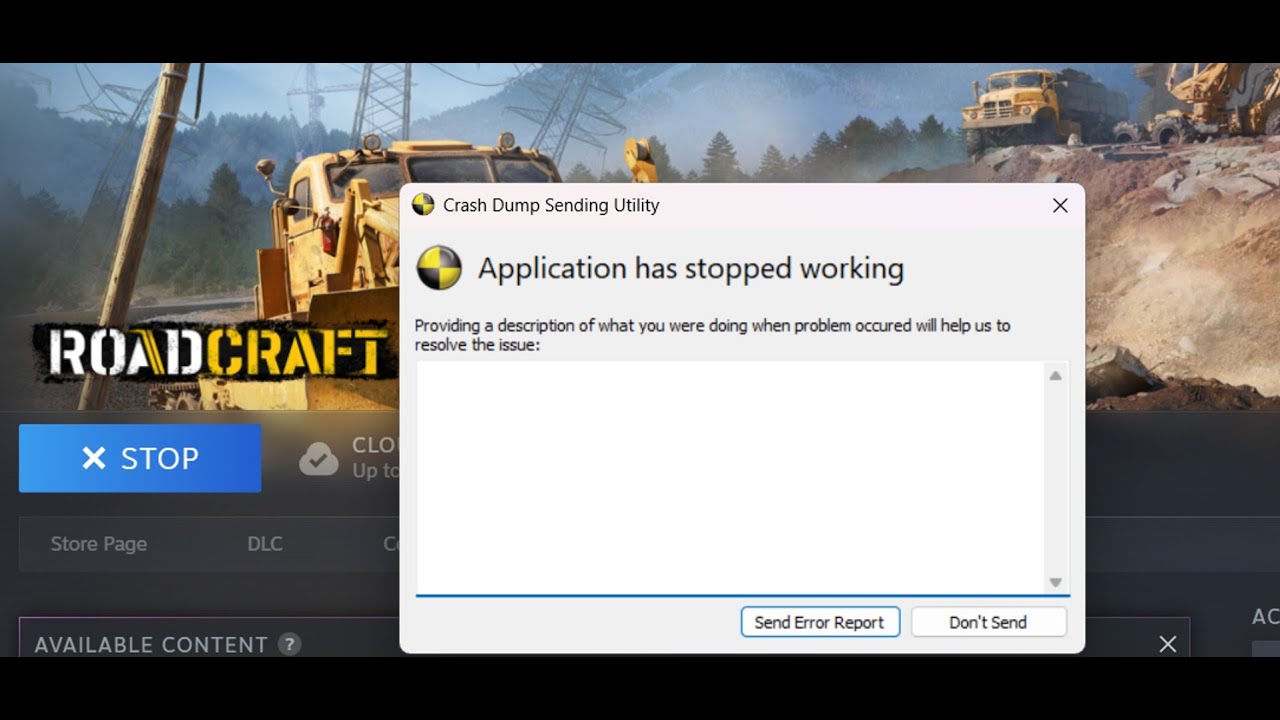 Fix RoadCraft Crash Dump Utility Error Application Has Stopped Working On PC
