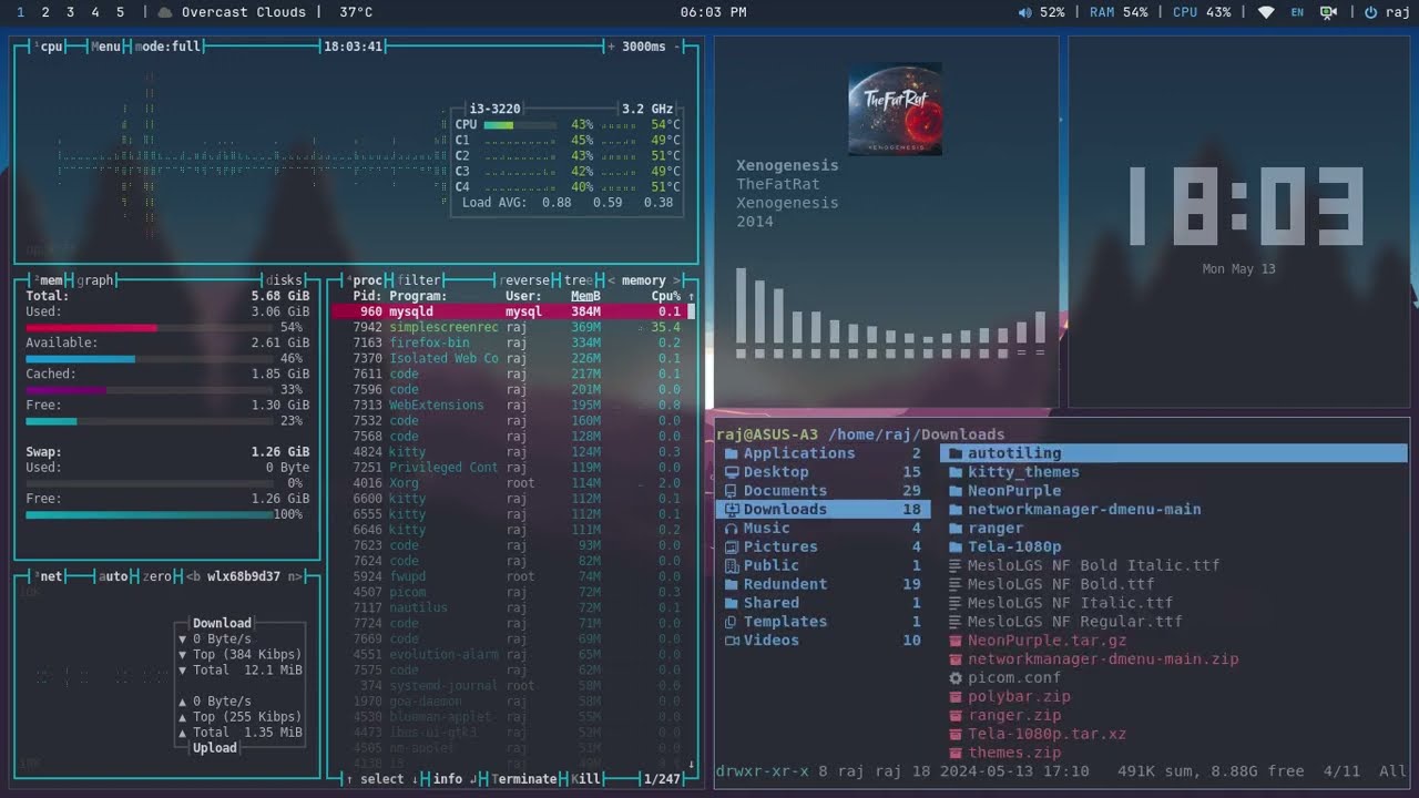 i3wm + polybar + rofi 🔥|| My First Linux Rice || 2024