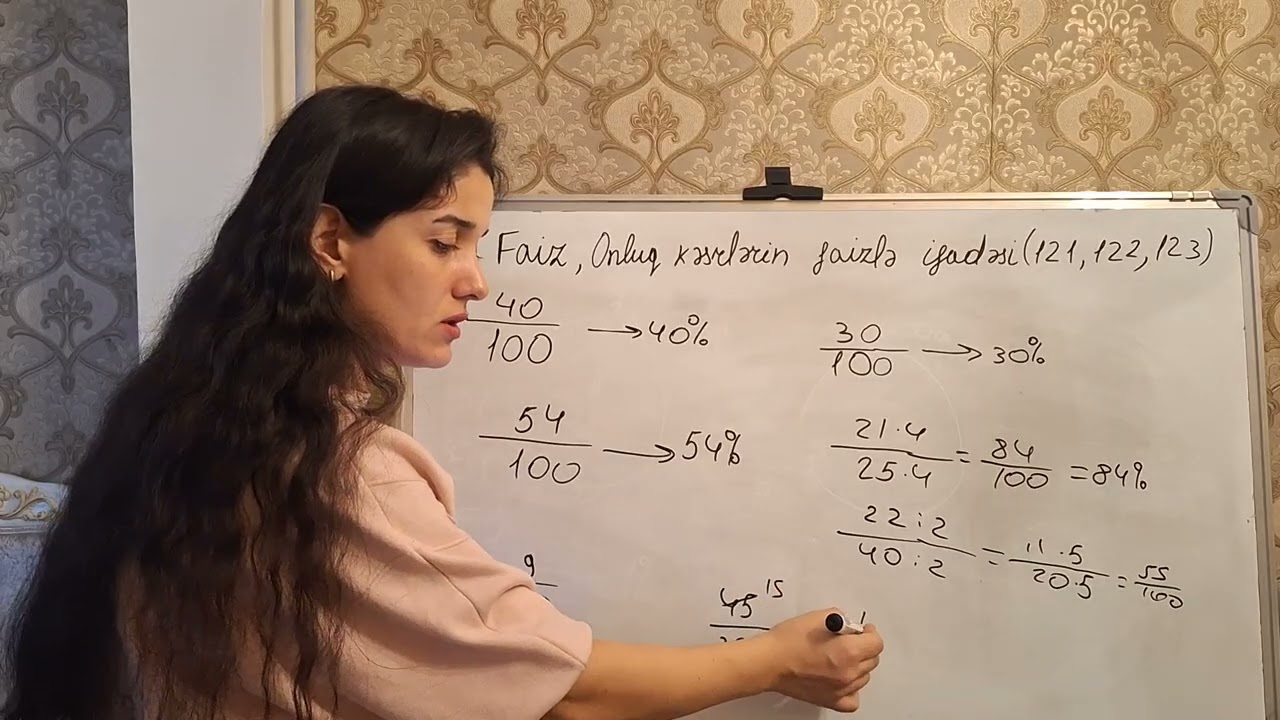 5-ci sinif riyaziyyat.  Səh 121,122,123,124. Faiz,Onluq kəsrin faizə çevrilməsi. Faizin onluq kəsrə 