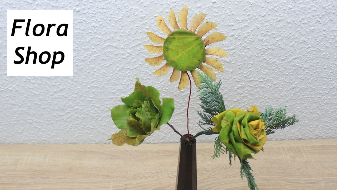 Herbst Bastelideen – Blumen aus Herbstlaub basteln