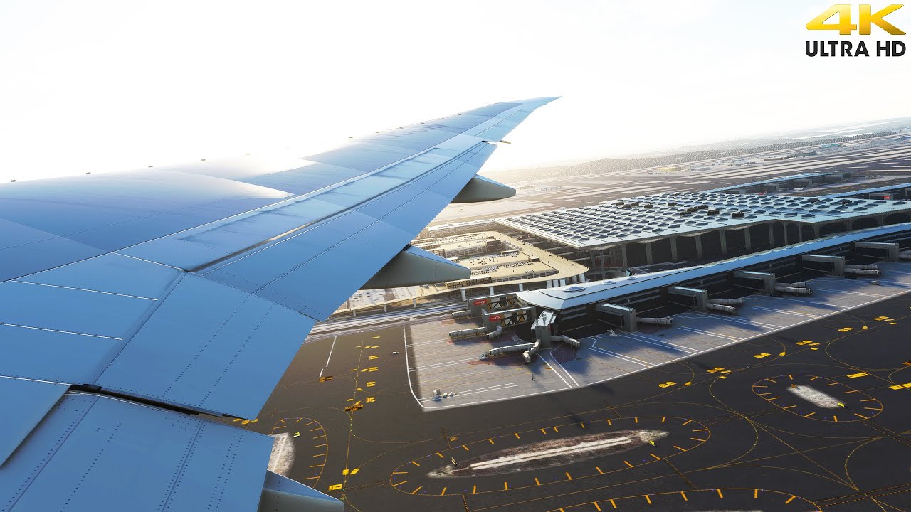 Flight Simulator 2020 | *MAX GRAPHICS* Boeing 777 WING VIEW Takeoff from NEW Istanbul Airport in 4K