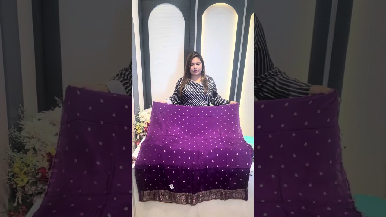 Banarsi weaving on chinon fabric and on viscose fabric