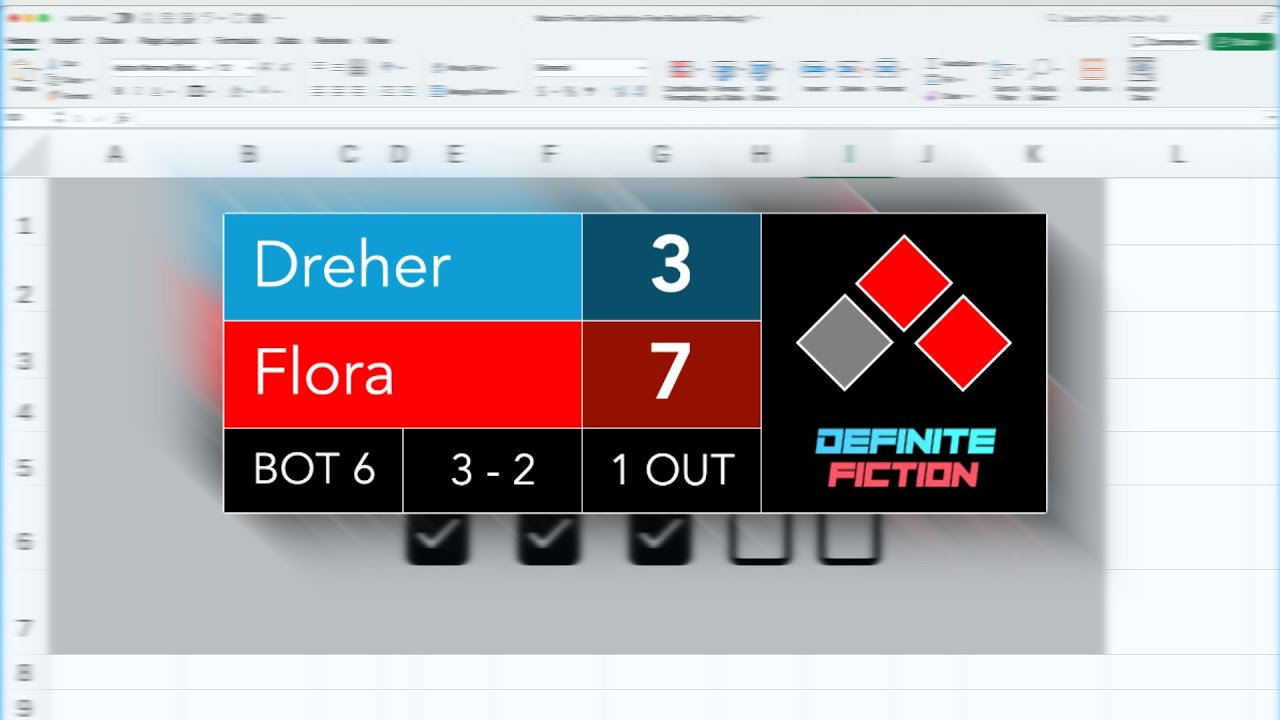 Macro-Free and Subscription-Free Baseball Score Bug (Scoreboard) Tutorial in Microsoft Excel