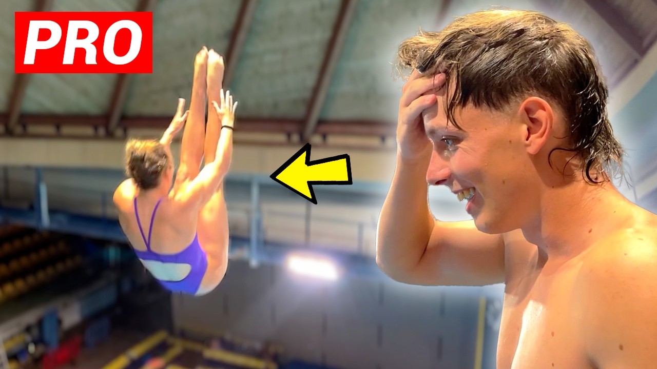 SALTOS AL AGUA CON UNA PROFESIONAL DE RED BULL! (planchazos)