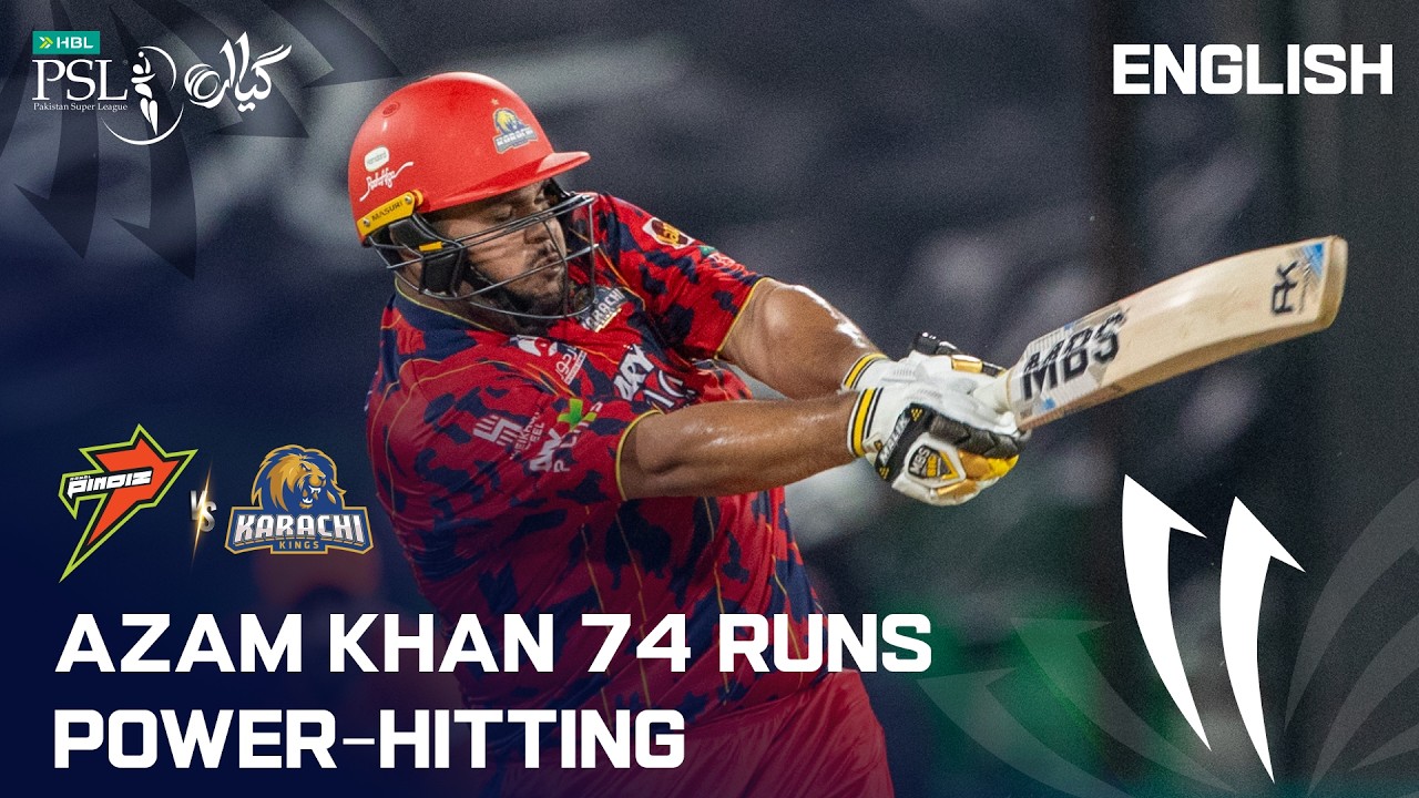🔥 Azam Khan 74 Runs &ndash; Power-Hitting | Rawal Pindiz vs Karachi Kings | English | Match 10  | MZB1U