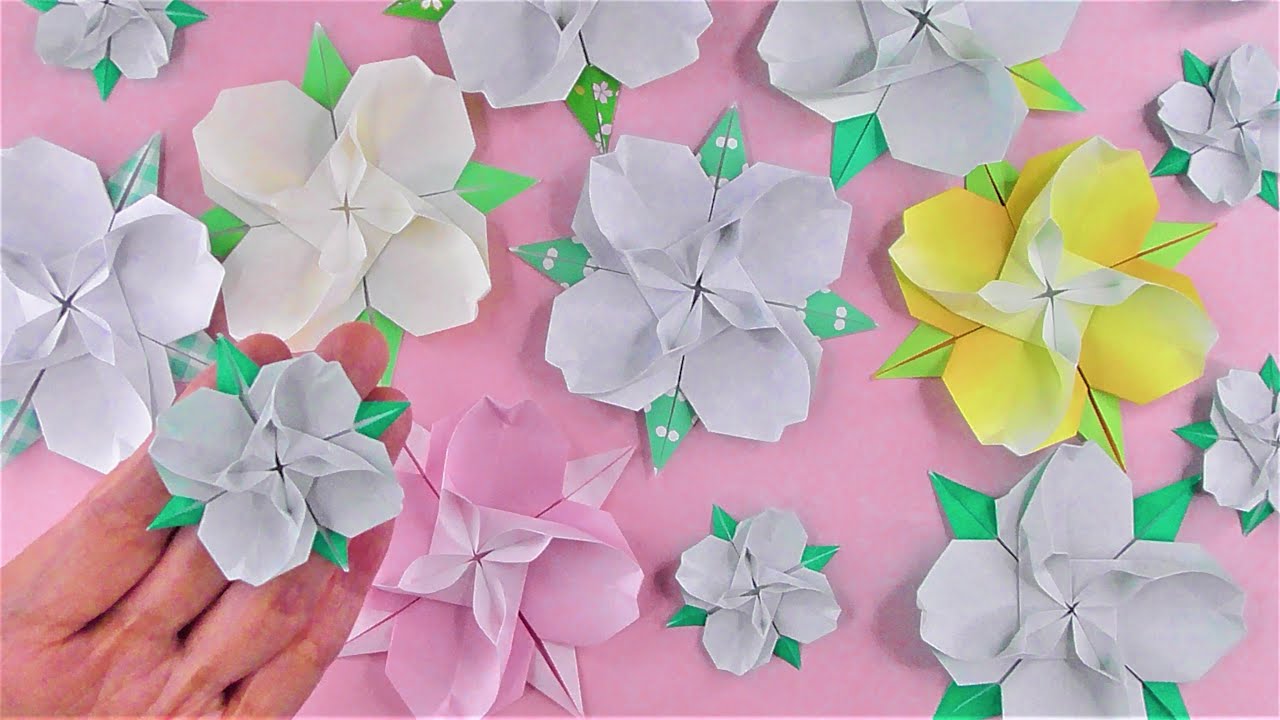 折り紙 1枚 ハナミズキの花 折り方 Origami Flower Dogwood tutorial（NiceNo1）