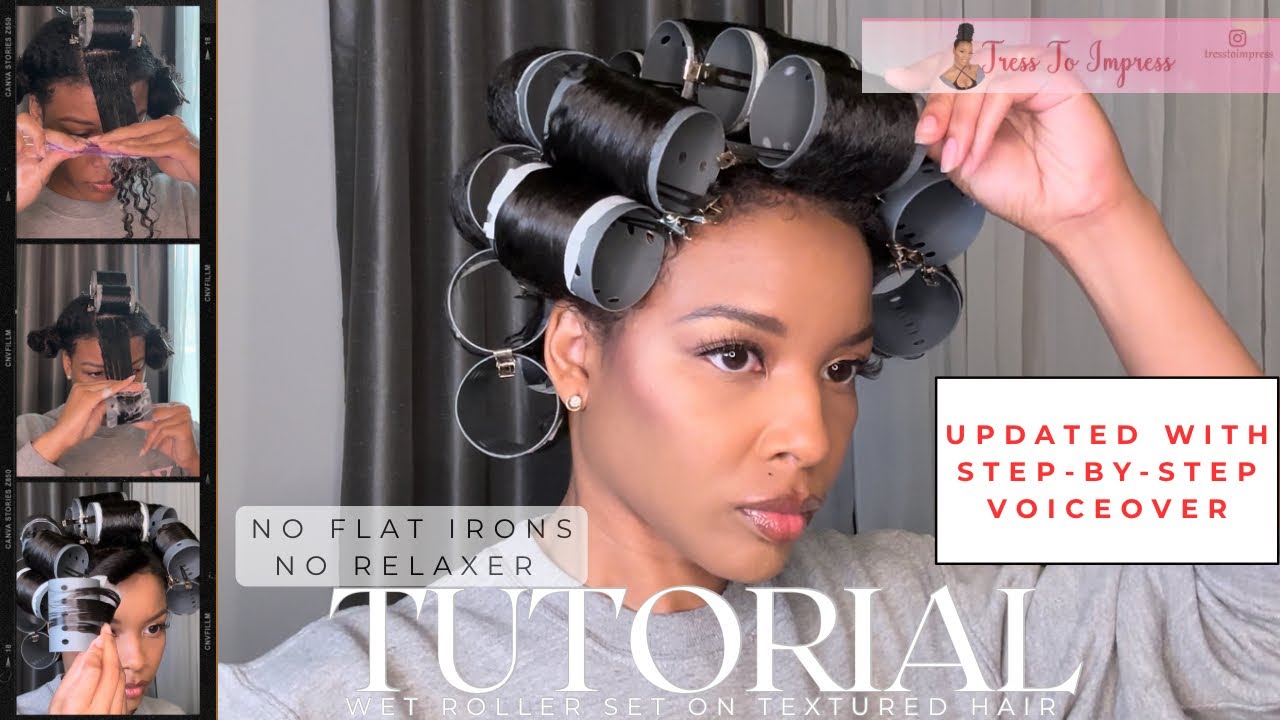HOW TO STRAIGHTEN NATURAL HAIR WITHOUT HEAT DAMAGE | MAGNETIC ROLLER SET ON NATURAL HAIR