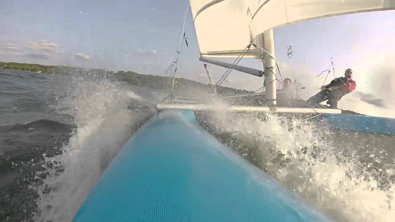 Prindle 16 Catamaran getting some decent speed in Cap-Rouge, Quebec