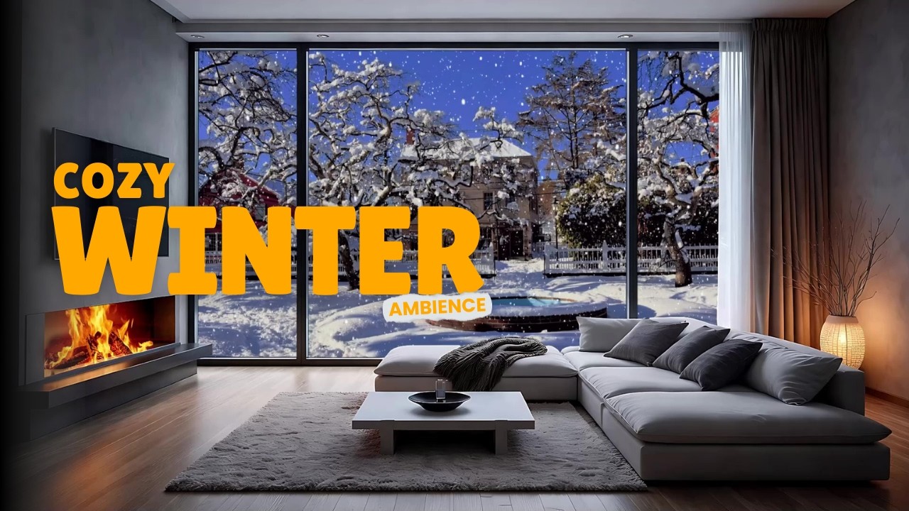 Cozy Winter Night by the Fireplace 🔥 | Snowstorm Outside Cabin Window | Deep Sleep Ambience