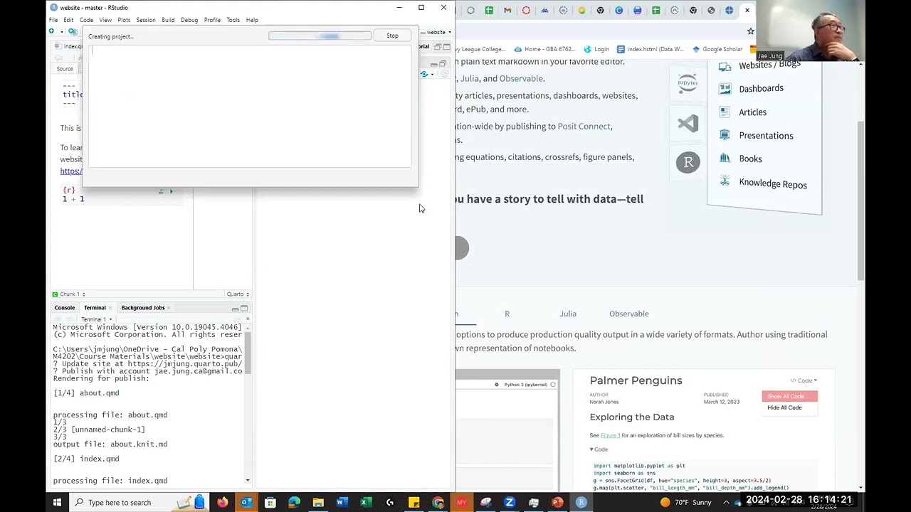 Creating a website on Quarto-Pub using Quarto