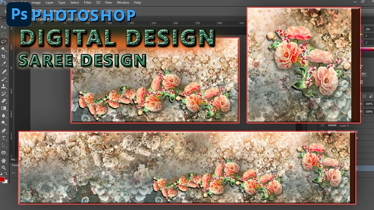 How To Make Digital Colourful Saree in Photoshop | Digital Textile Saree Design | Watch Full Video