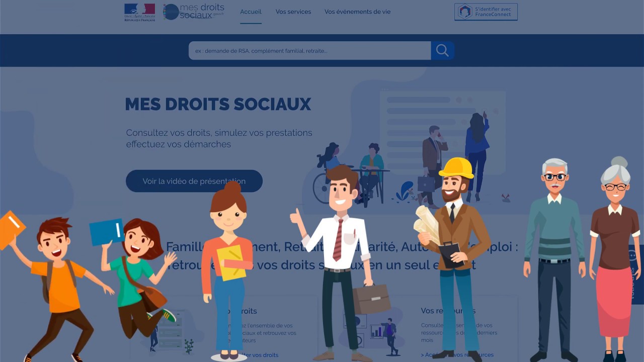 Les tutos vidéo du site mesdroitssociaux.gouv.fr : la page d'accueil