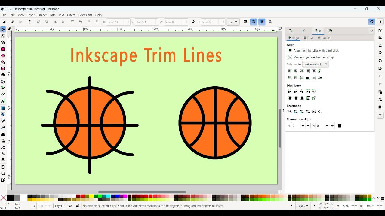 Inkscape trim line inside shape