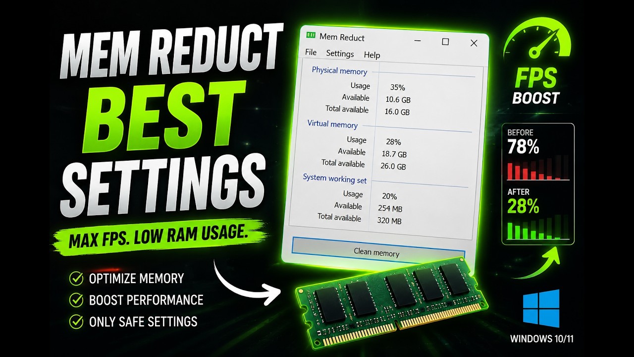 Mem Reduct Best Settings (2026) | Reduce RAM Usage & Speed Up Windows ✅