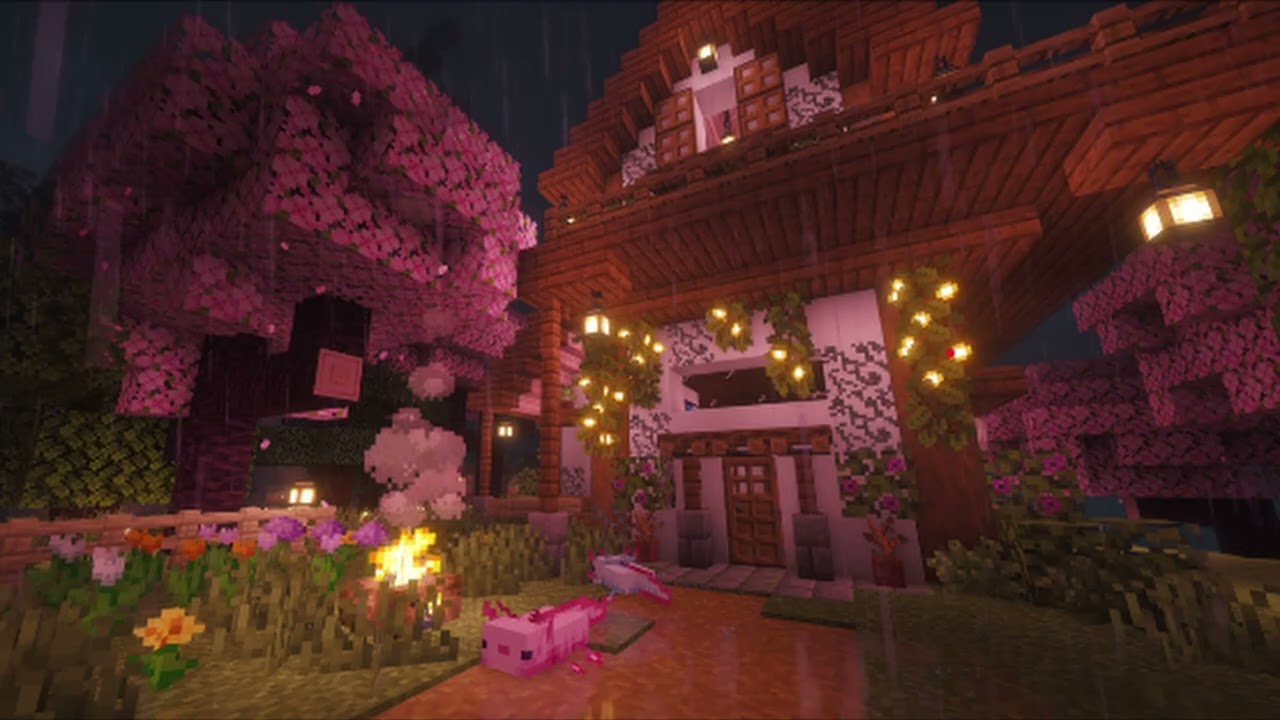 minecraft music w/ soft rain