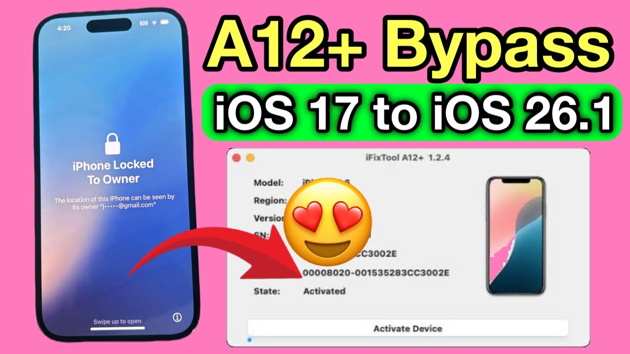 iCloud Bypass A12+ iOS 17 to iOS 26.1 BY iFixTool 2026