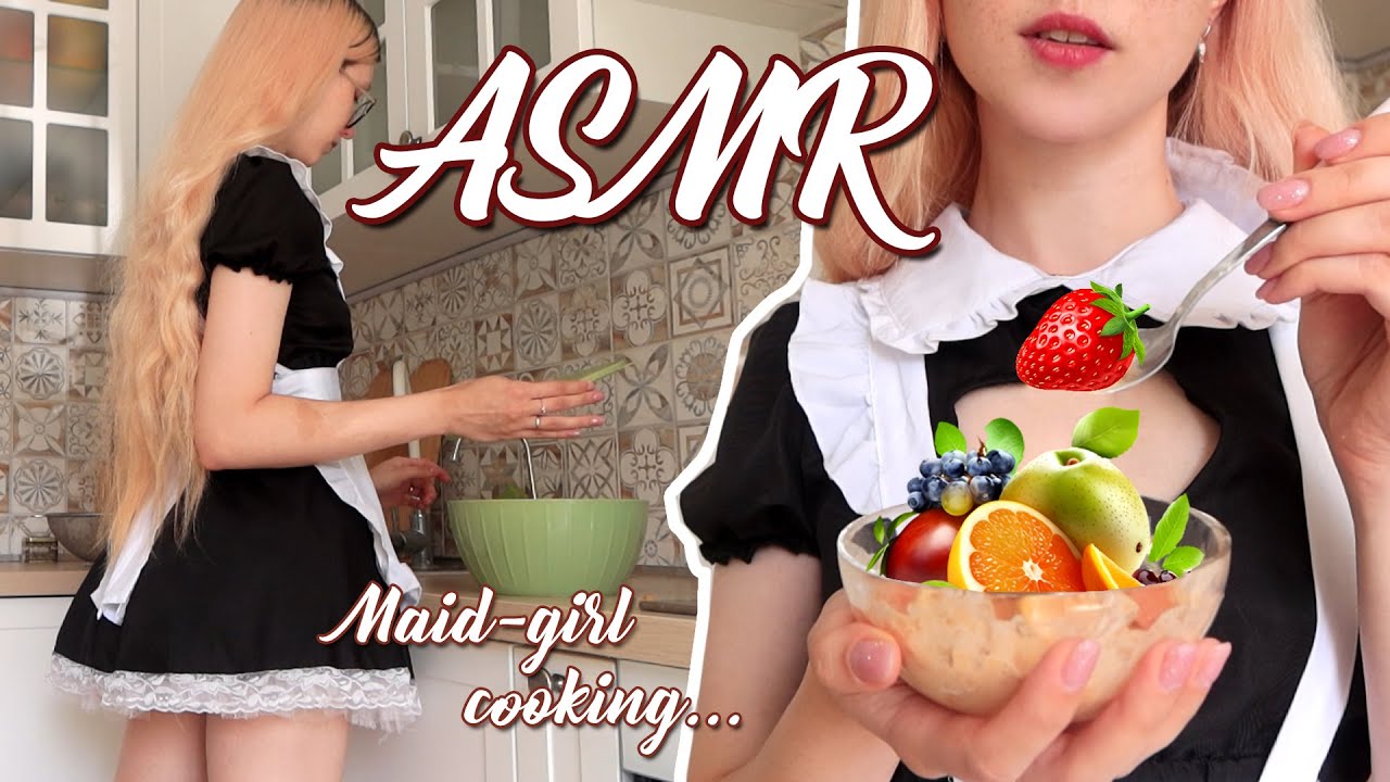 ASMR Maid girl cooking sounds for relax 🍓