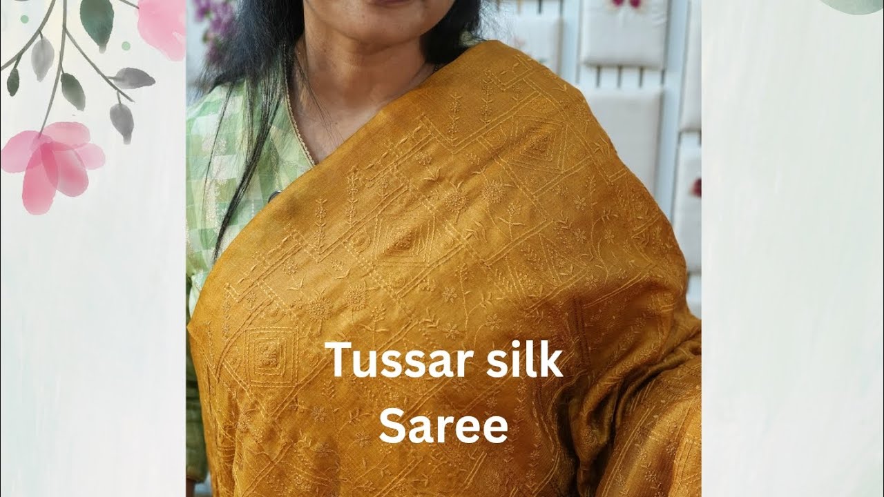 Stylish tussar embroidery sarees ❣️Please reach out on whatsapp 9778782931.