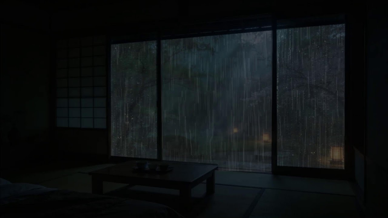 Rain Sounds & Thunder in Forest for Sleeping 🌧 Peaceful Dark Bedroom Ambience for Deep Sleep