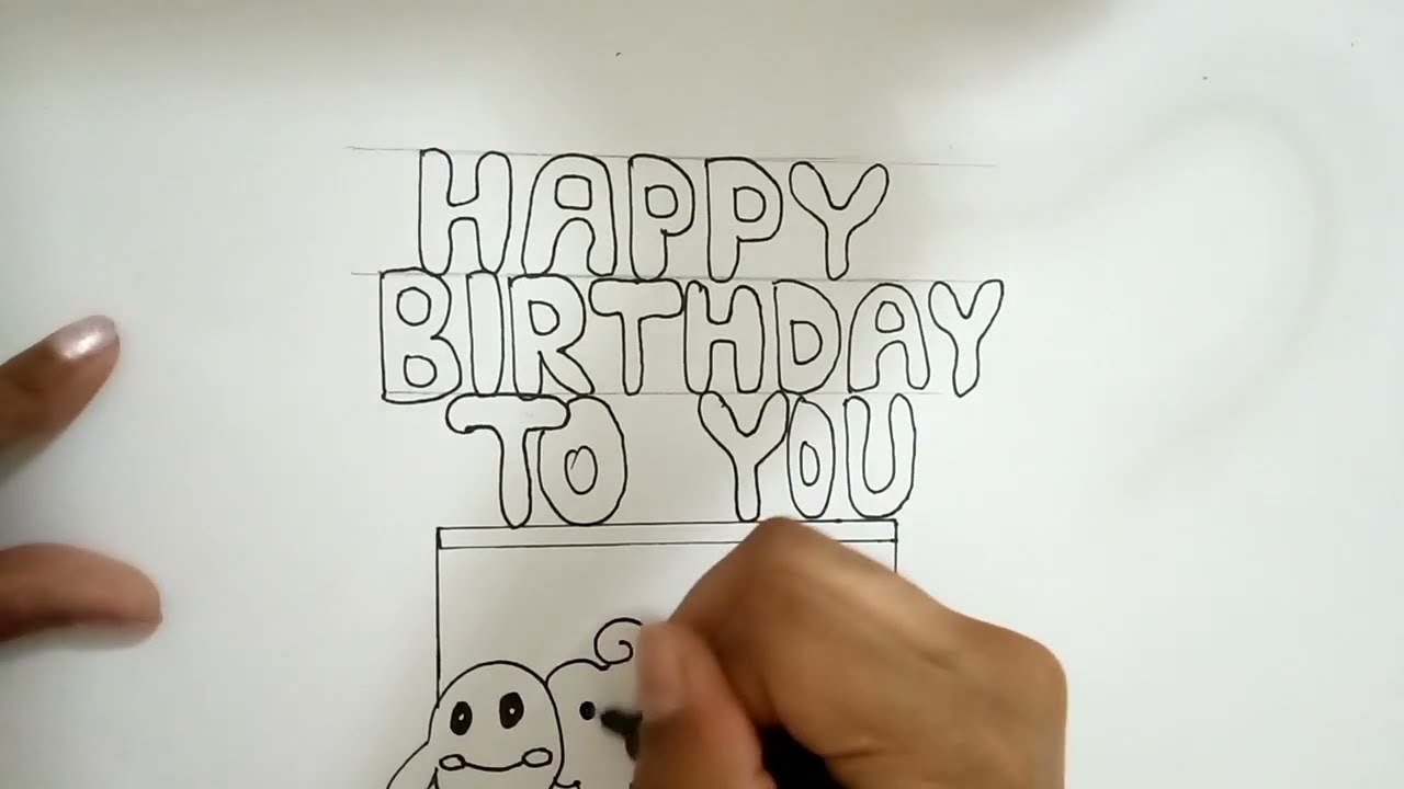 Easy Happy Birthday doodle for Beginners! || Art With Swati ||