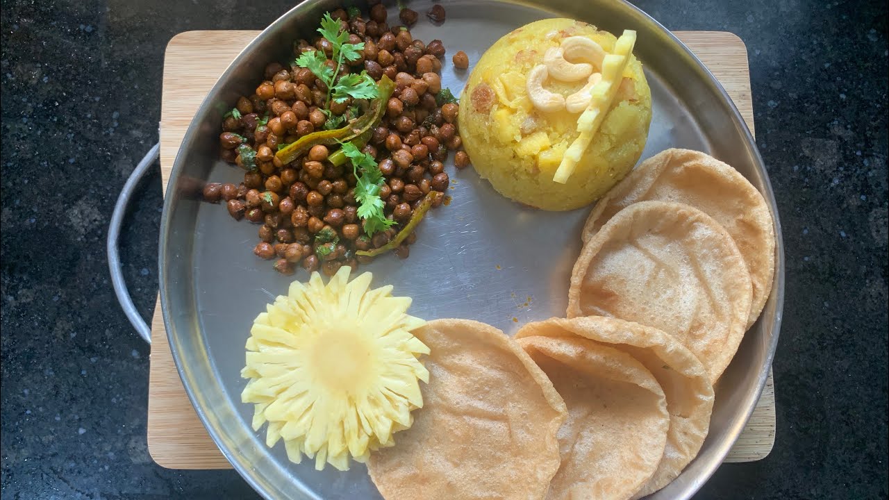 Durga Ashtami Thali with Special Pineapple Halwa Recipe 😍😋👌🏻￼