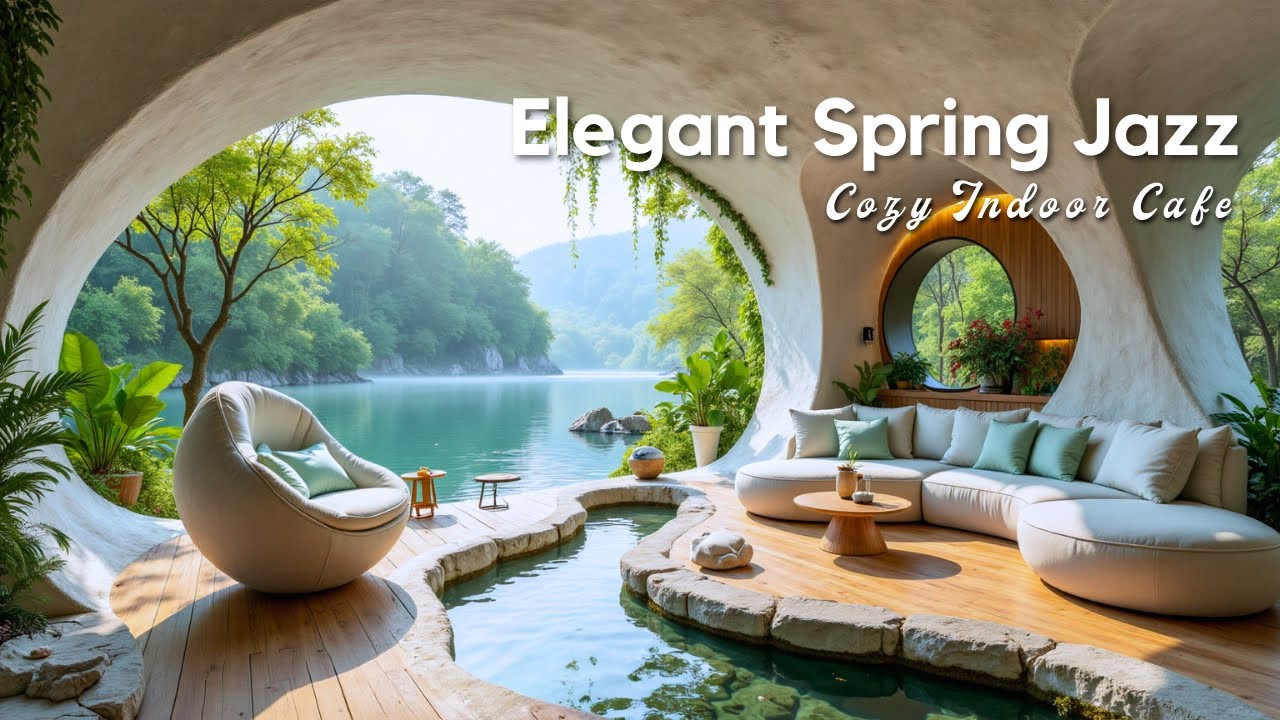 Elegant Spring Jazz   Smooth Jazz at a Cozy Indoor Cafe for Working & Unwind