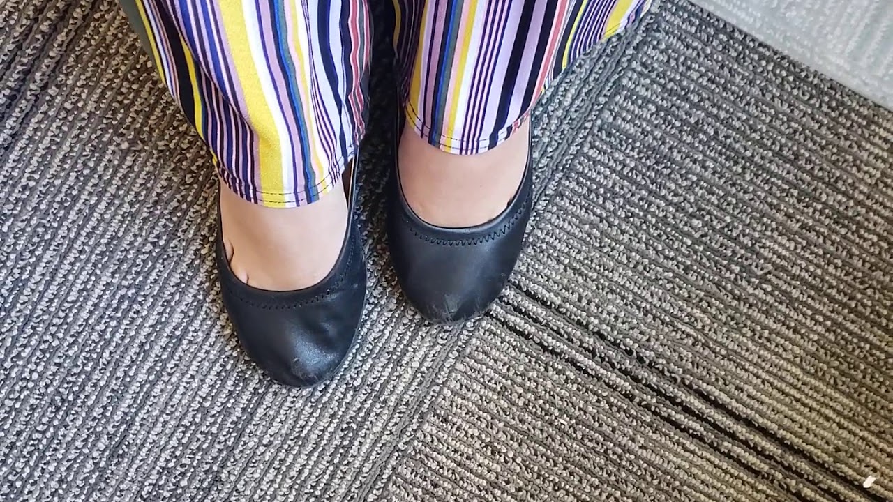 Trashed sweaty ballet flats