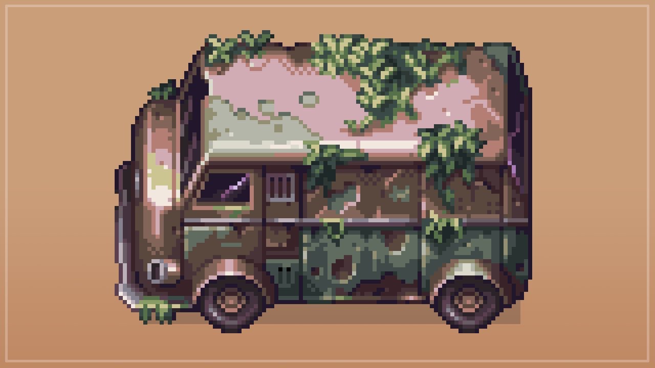 Pixel Art Timelapse Game Assets - Van