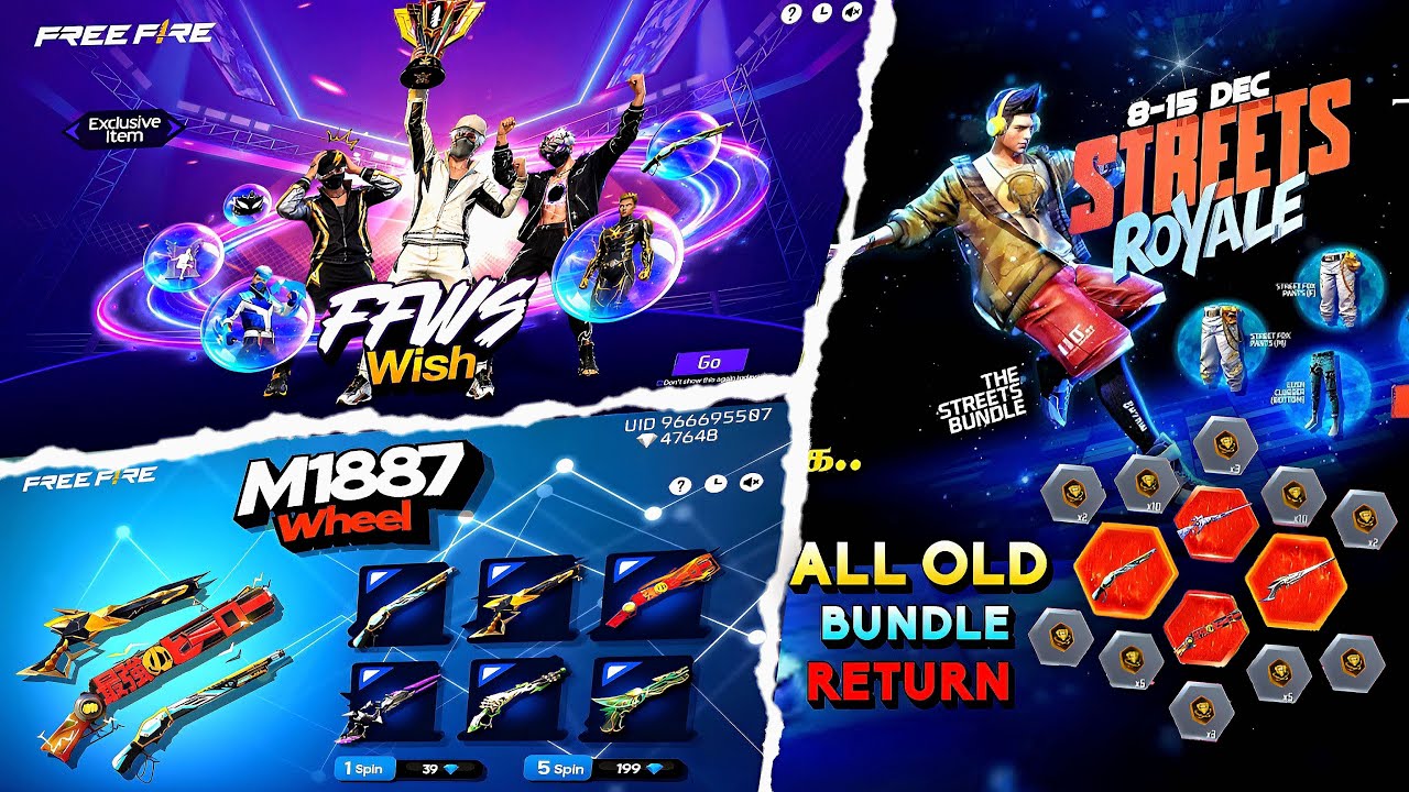 All M1887 X Ffws Bundle Return 🤯🥳|New Universal Ring |free fire new event |ff new event|new event ff