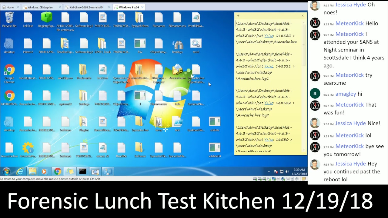 Forensic Lunch Test Kitchen 12/19/18 Syscache and Python